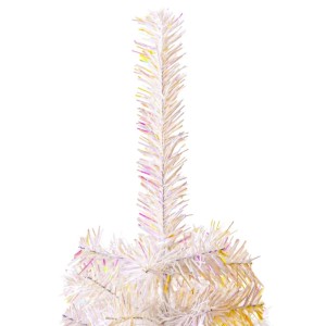 Künstlicher, weißer Weihnachtsbaum (180 cm) mit schillernden Spitzen.