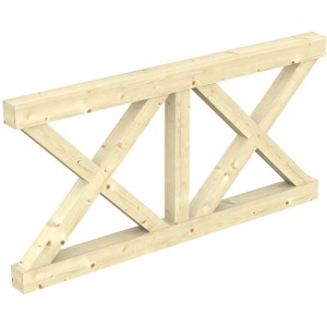 Skan Holz Andreaskreuz Brüstung aus Leimholz, Natur, für Terrassenüberdachung mit 170 cm Pfostenabstand.