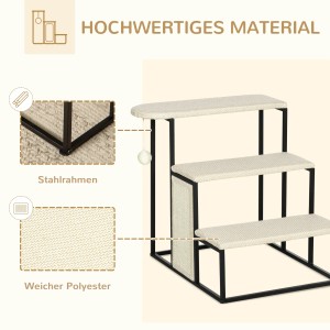 PawHut Katzentreppe mit Kratzbrett, 3 Stufen, Stahlrahmen und Sisalbezug.