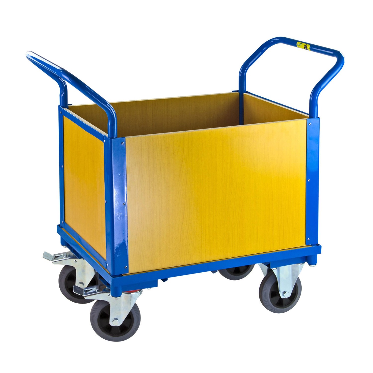 PROREGAL Transportwagen mit Doppelstirnwand, lichtblau, 94x50x102cm, Traglast 180kg.
