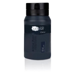 Artina Crylic Acrylfarbe, 500ml, Schwarz. Farbe für Acrylmalerei mit hoher Deckkraft.