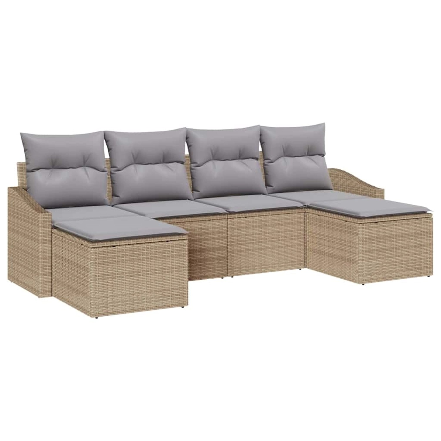 vidaXL Garten-Sofa-Set 6-Tlg Beige Poly Rattan 3346830 günstig online kaufen