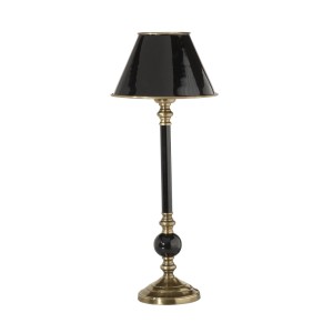 PR Home Tischleuchte Abbey, schwarz-goldene Innenleuchte mit Lampenschirm.