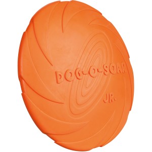 Orange Jollypaw Dog Disc aus Naturgummi, ein Kauspielzeug für Hunde ø 18 cm.