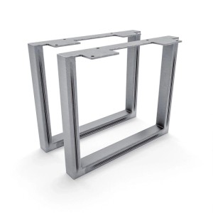 Zwei U-förmige HEVVA Möbelfüße GRAZ aus Rohstahl mit Klarlack, 25 cm hoch, für DIY Möbelprojekte. Stabil & industriell.