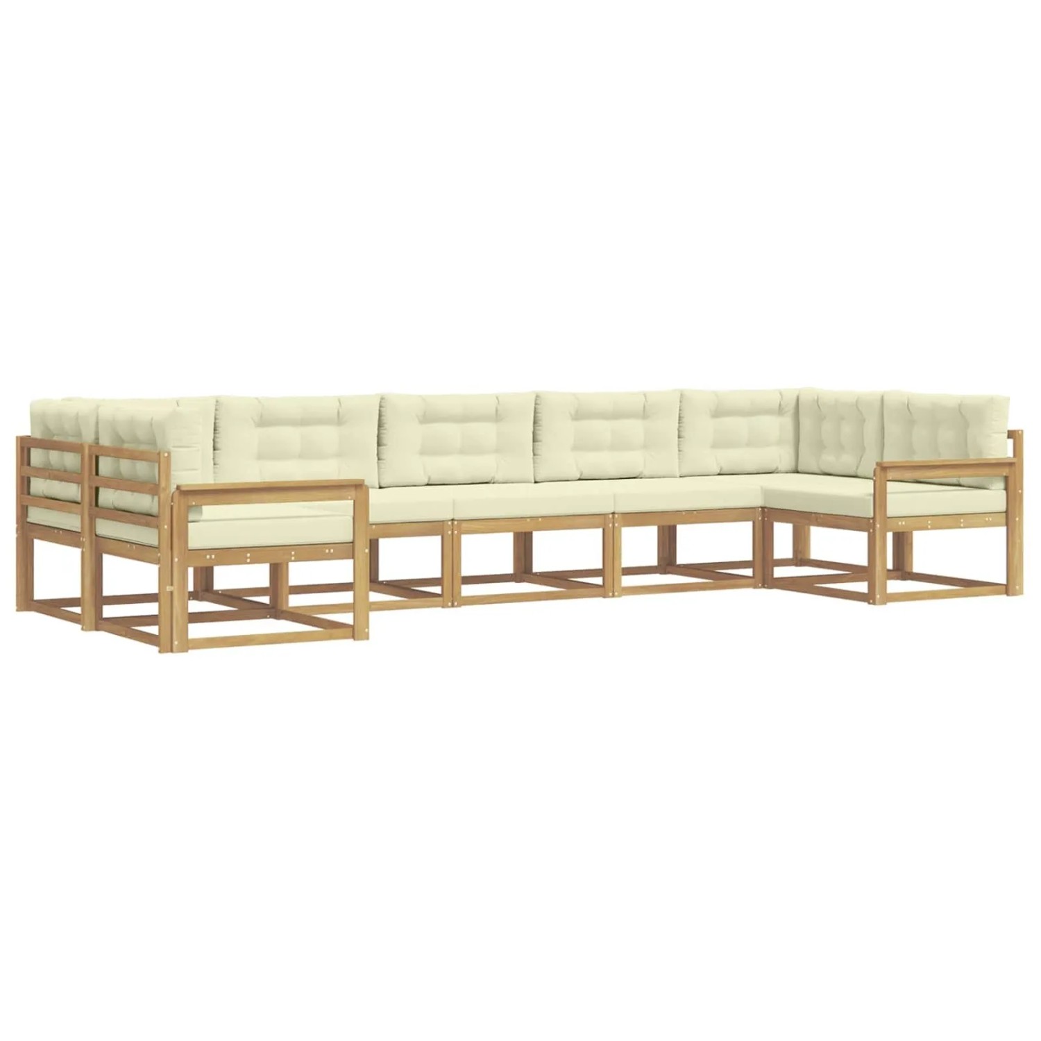 vidaXL Outdoor-Sofagarnitur mit Kissen 7 Stk Weiß und Creme 3386959