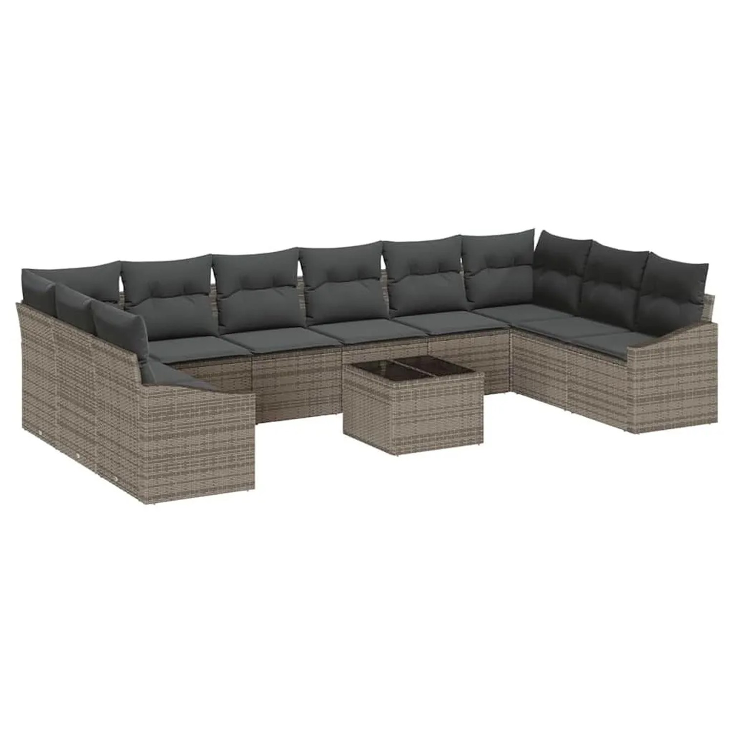 vidaXL Gartensofa-Set mit Speicher Hellgrau Poly-Rattan 3355578