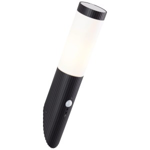 Schwarze Brilliant Außenwandleuchte Cassio mit Bewegungsmelder, 1-flammig.