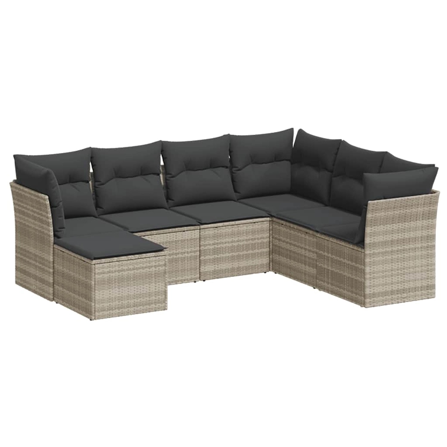 vidaXL 7-Tlg Garten-Sofagarnitur mit Kissen Hellgrau Poly Rattan 3249831 günstig online kaufen