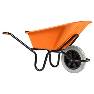 Haemmerlin Schubkarre Crusader, 120 l, orange Verbundstoffmulde, PU-Rad, für Bau und Garten.