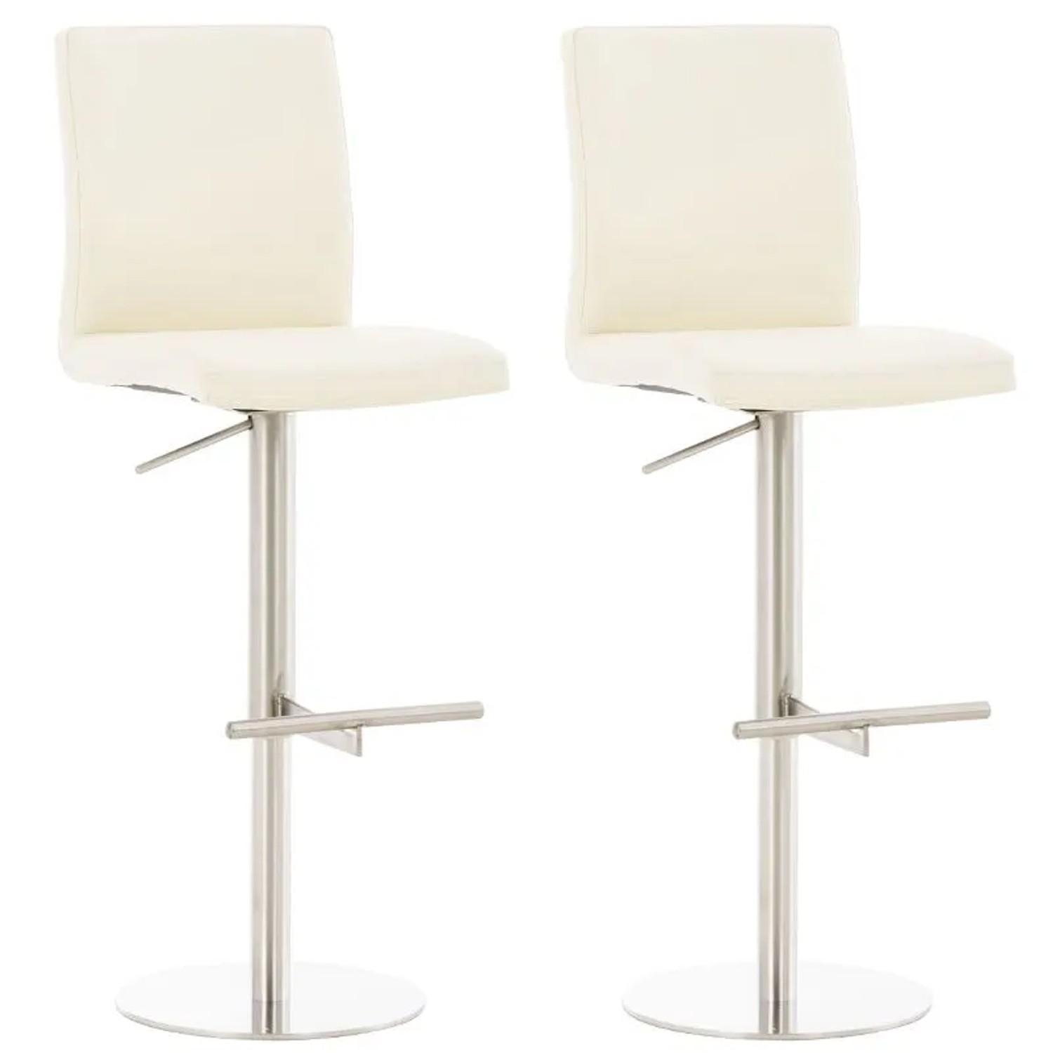CLP 2er Set Barhocker Cadiz Kunstlederbezug Creme/Edelstahl