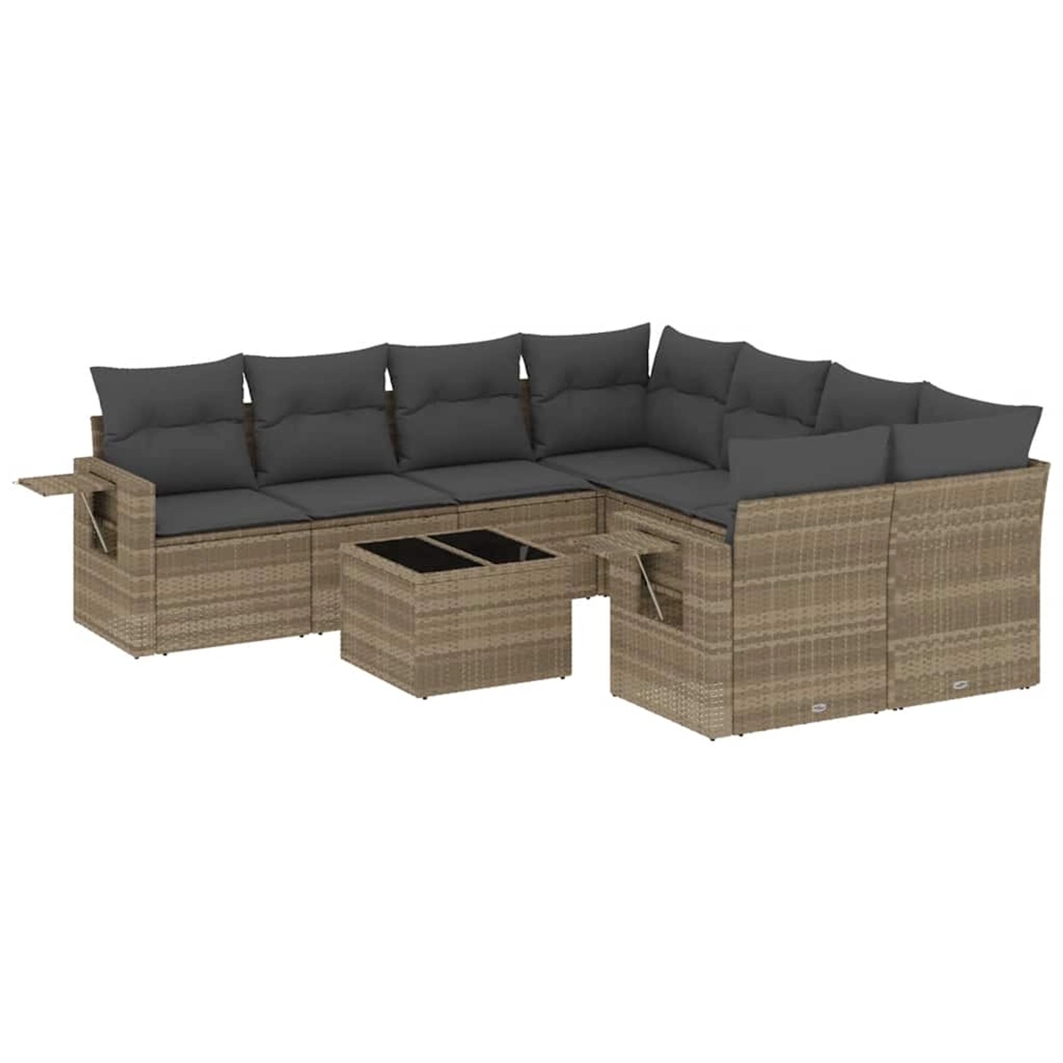 vidaXL 9-Tlg Garten-Sofagarnitur mit Kissen Hellgrau Poly Rattan 3219961 günstig online kaufen