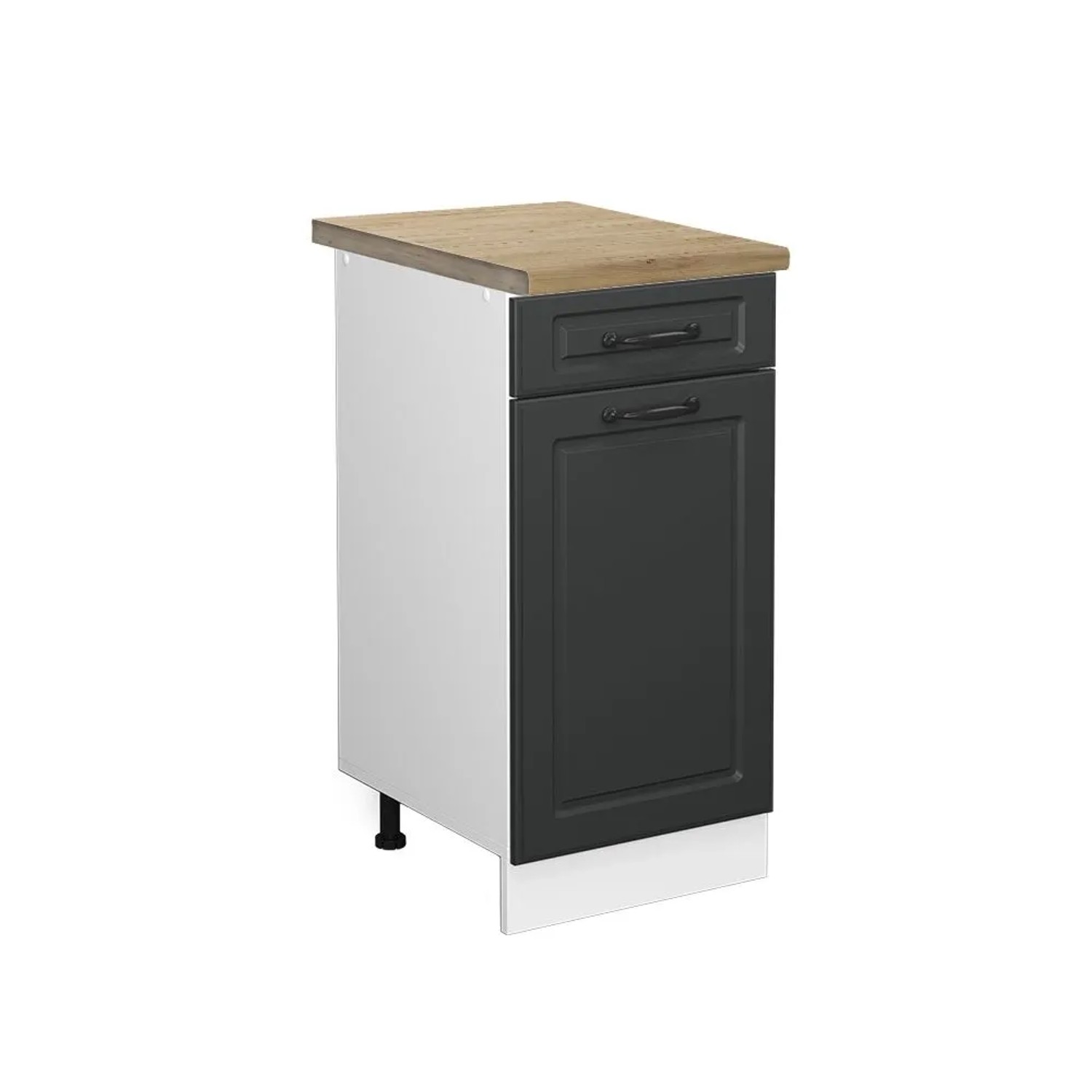 Vicco Küchenunterschrank R-Line Anthrazit Landhaus Weiß 40 cm AP Eiche