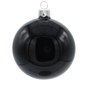 Glänzende, schwarze Vitbis Weihnachtskugel, 8 cm Durchmesser.
