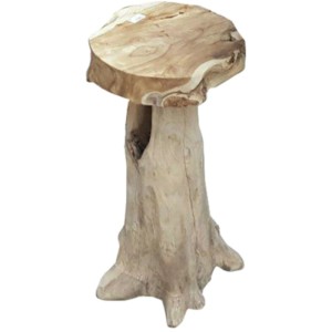 DELUKE Barhocker JOEL 2er Set aus Teakholz, naturfarben, 76 cm hoch. Barstuhl im Baumstamm-Design.