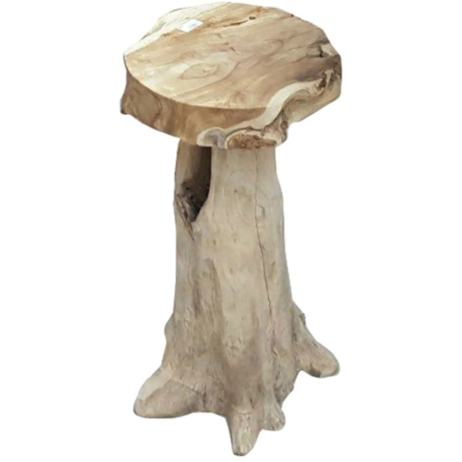 DELUKE Barhocker JOEL 2er Set aus Teakholz, naturfarben, 76 cm hoch. Barstuhl im Baumstamm-Design.