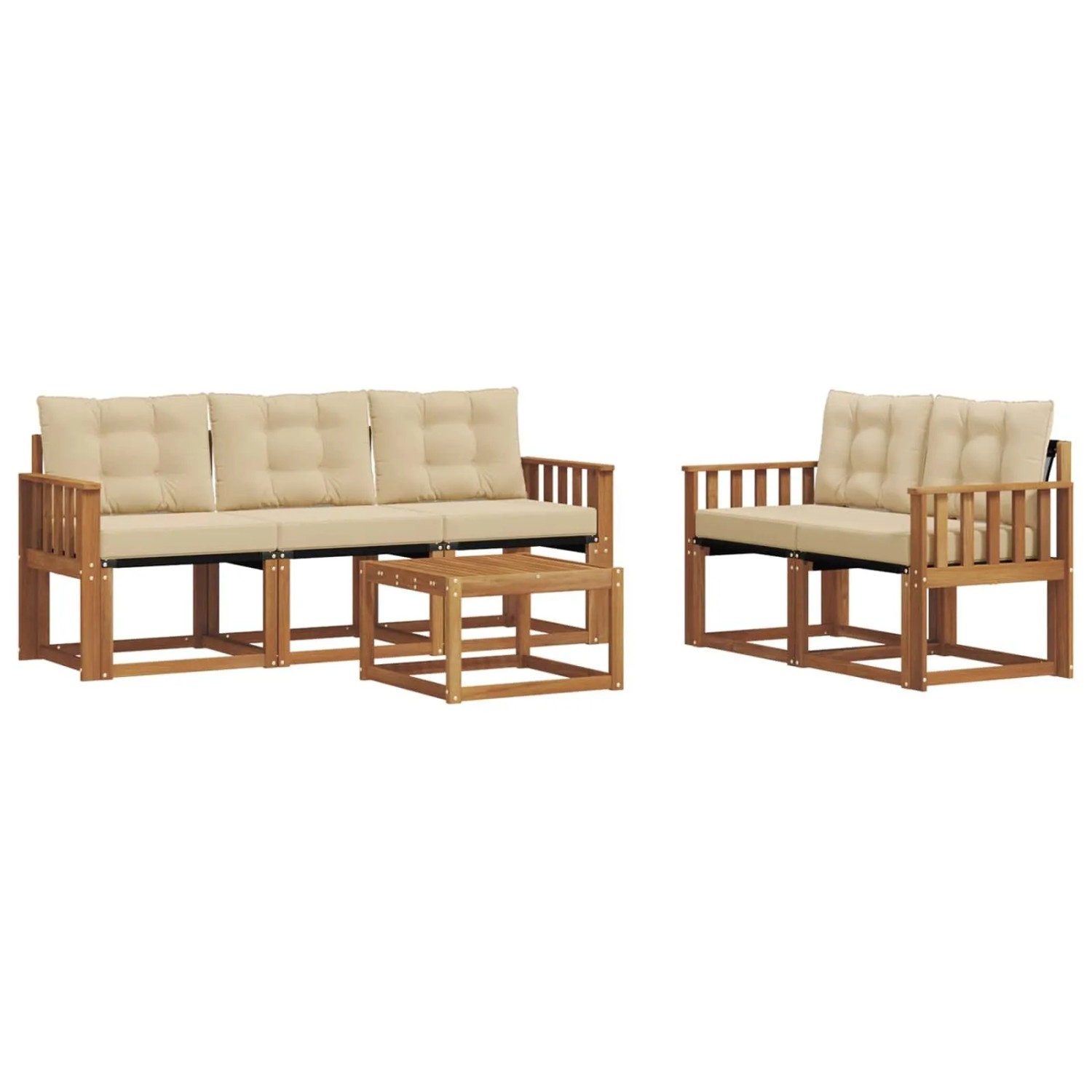 vidaXL Outdoor-Sofagarnitur mit Kissen 6-Tlg Natur und Beige 3368400
