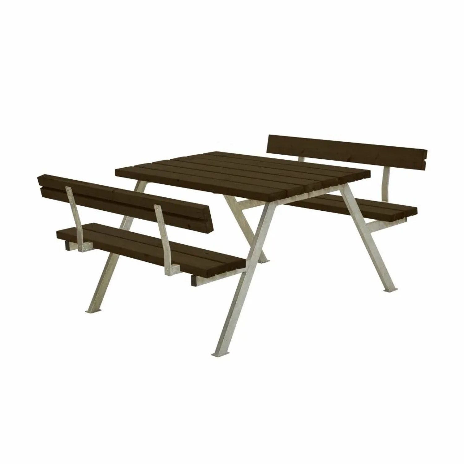 PLUS Gartenmöbel Sitzgruppe 118 cm Klappbar Schwarz mit 2 Rückenlehnen Holz