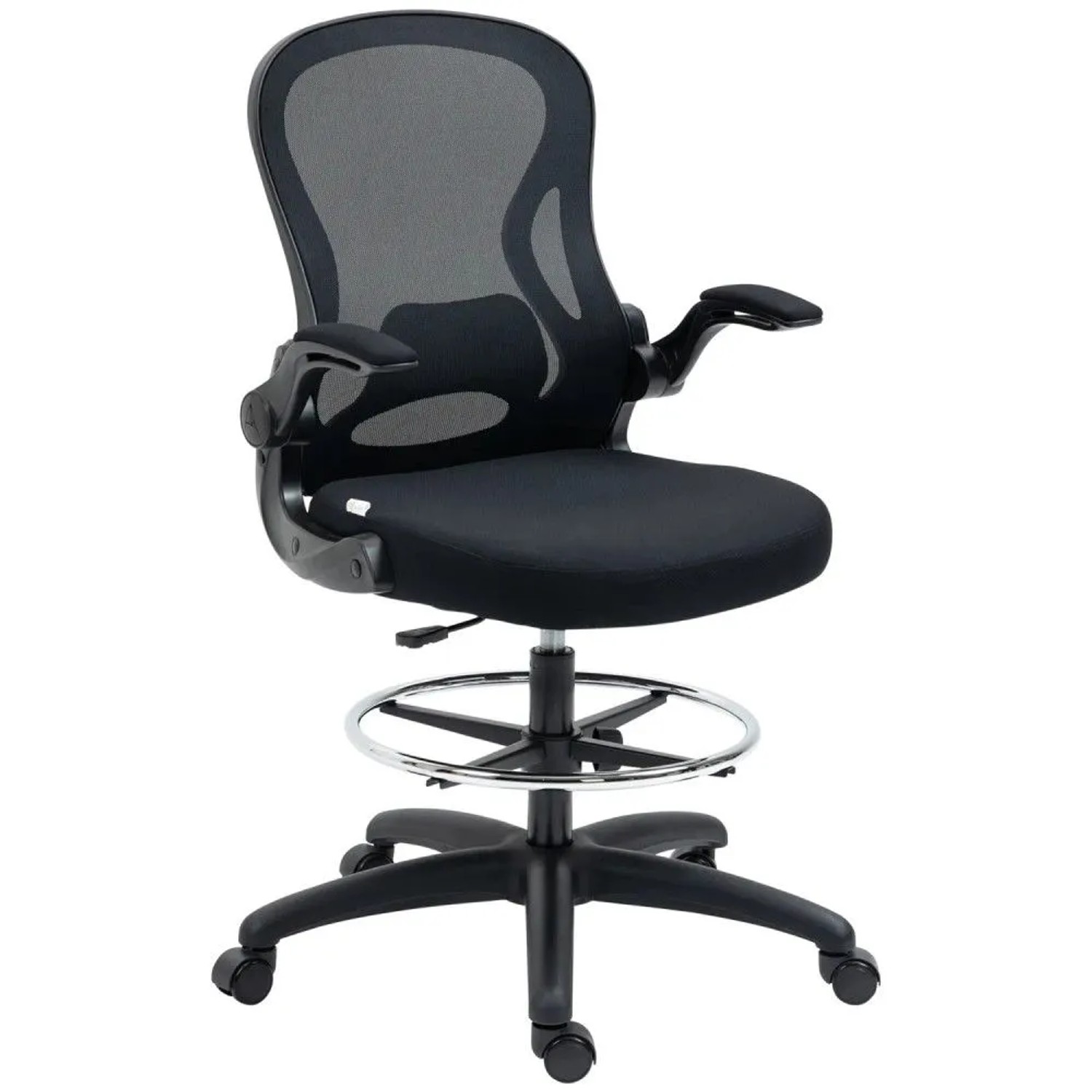 Vinsetto Bürostuhl 102-122 cm Höhenverstellbar mit Lendenwirbelstütze Schwarz