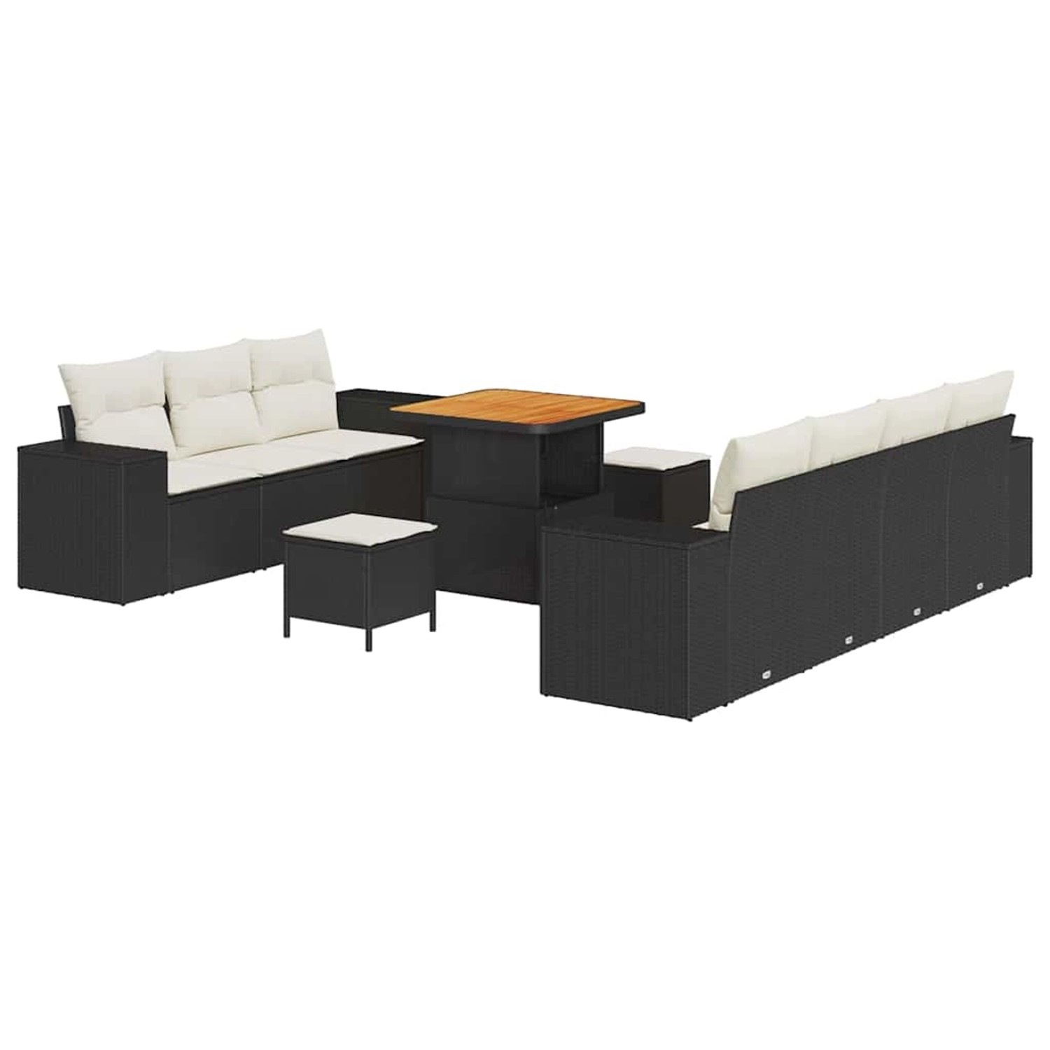 vidaXL Garten-Sofa-Set 10-Tlg Schwarz Poly Rattan 3361965 günstig online kaufen