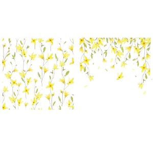 Boltze Servietten Forsythie mit gelbem Blütenmuster, 2-fach sortiert.