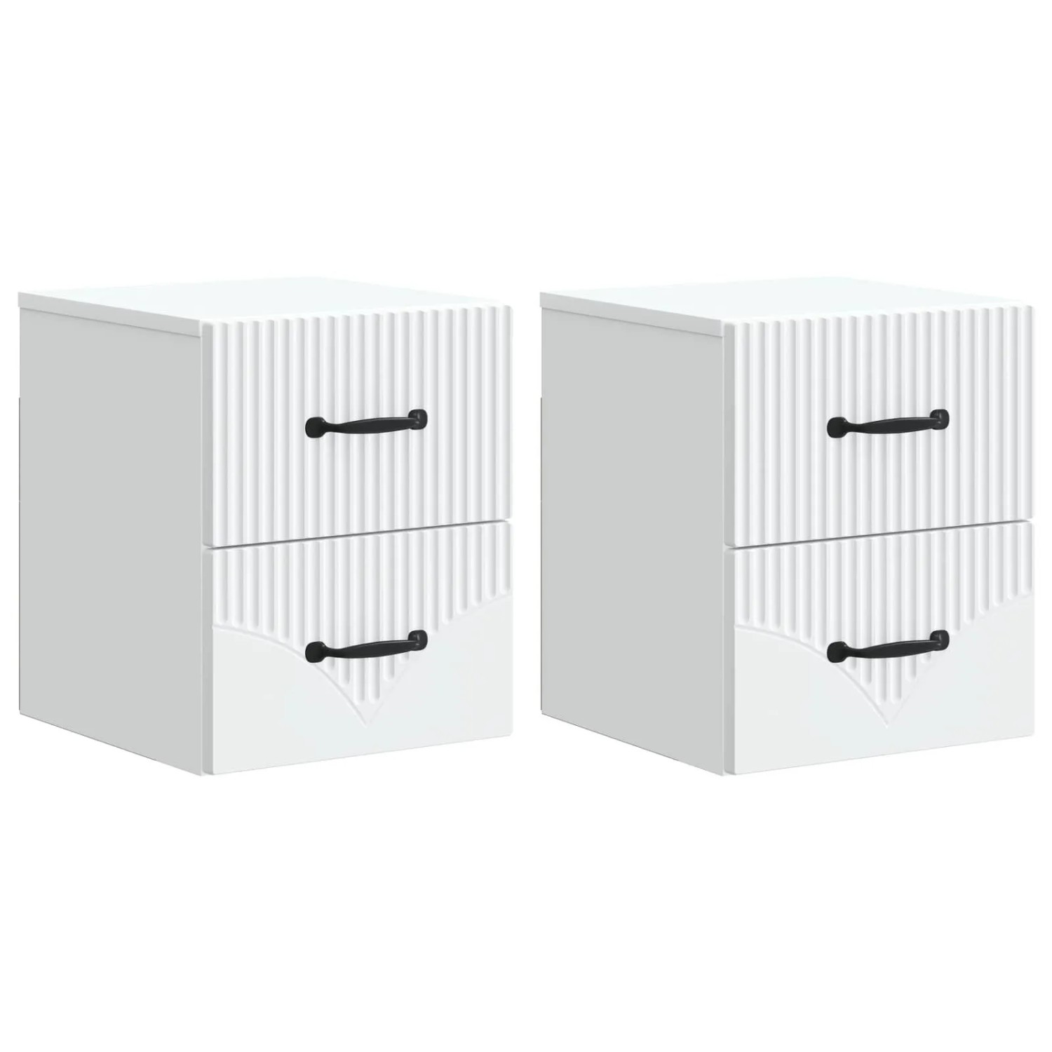 vidaXL Wandmontierter Nachttisch 2 Stk Weiß 34,5 x 33 x 40 cm 898976