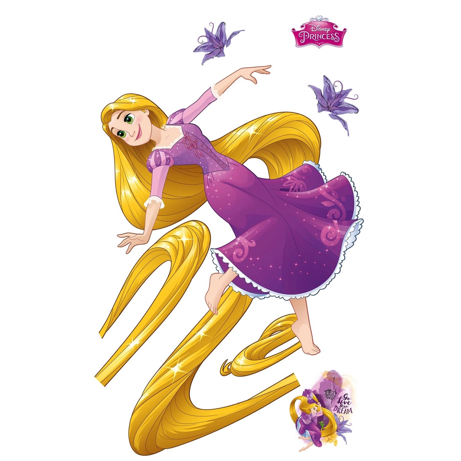 Disney Wandtattoo Rapunzel Violett und Gelb 127 x 200 cm 612436