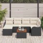 vidaXL Gartenmöbel-Set, 7-teilig, schwarz-weiß, mit Sofa, Sesseln und Tisch für Terrasse oder Garten.