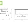 Technische Zeichnung des EXIT Aksent Hochbeet L aus Holz mit Maßangaben.