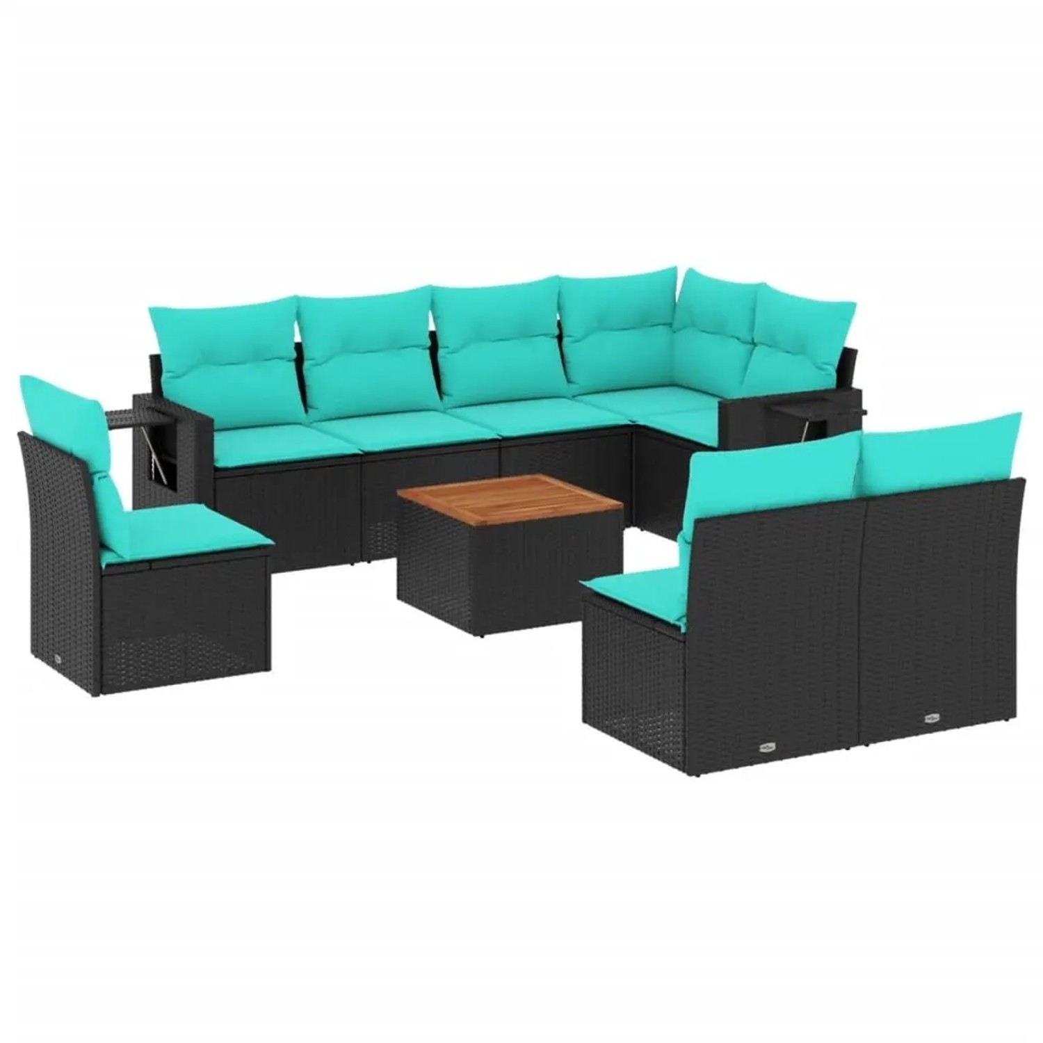 vidaXL 9-Tlg Gartensofa-Set mit Kissen Schwarzes Polyrattan 3224601 günstig online kaufen