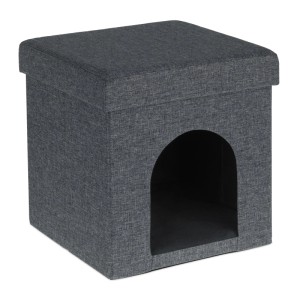 Relaxdays Katzenhöhle MDF Polyester Grau Faltbar 38,5 cm x 37 cm x 37 cm 2,6 kg