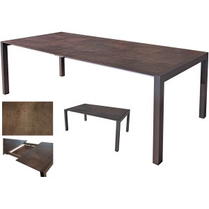 Ausziehbarer, rechteckiger Gartentisch SOPHIA in Grau, 92x267 cm. Aluminiumgestell, wetterfest.