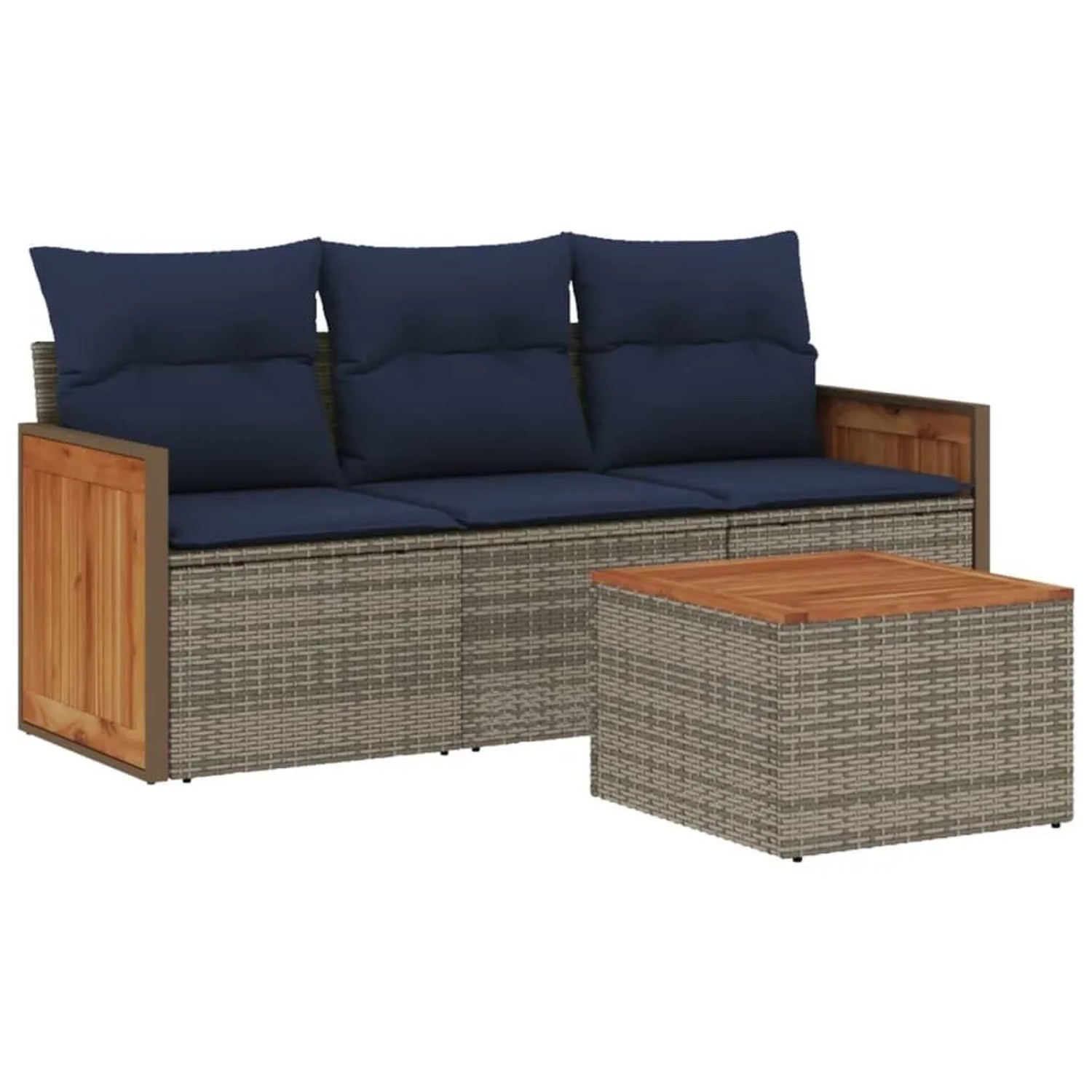 vidaXL 4-Tlg Gartensofa-Set mit Kissen Grau Polyrattan 3227447 günstig online kaufen