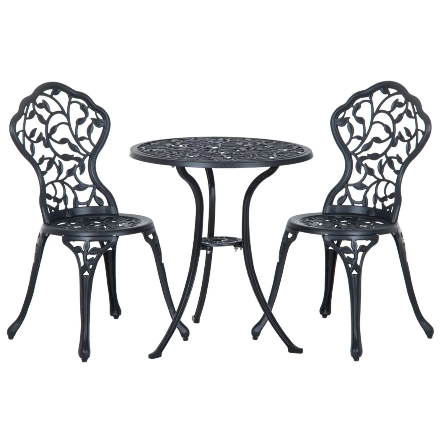 Outsunny Outdoor Bistro Set Aluminiumguss Schwarz 60L x 60B x 65H cm günstig online kaufen