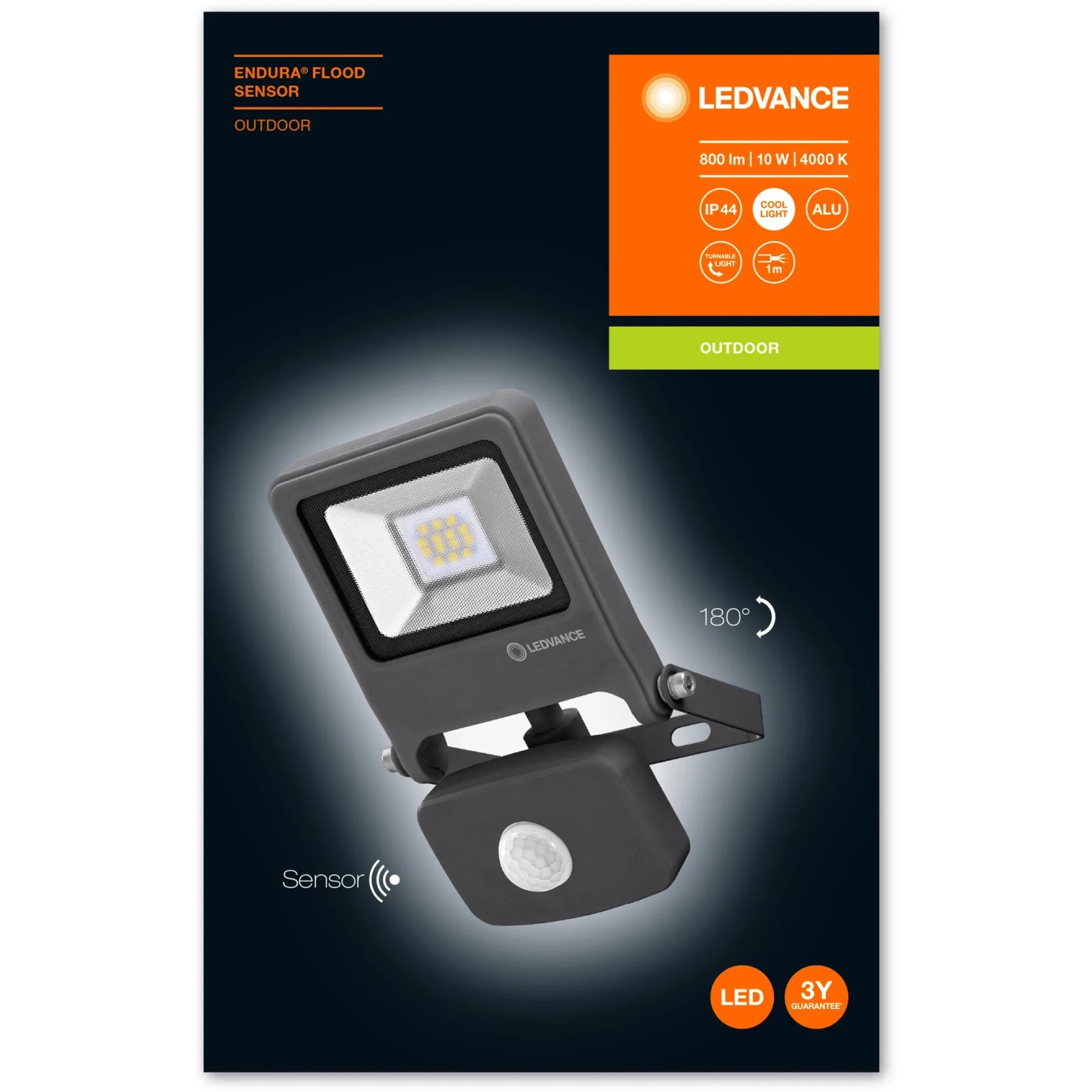 Ledvance LED-Außenstrahler Endura Flood mit Sensor, 10W, dunkelgrau. Ideal für die Außenbeleuchtung.
