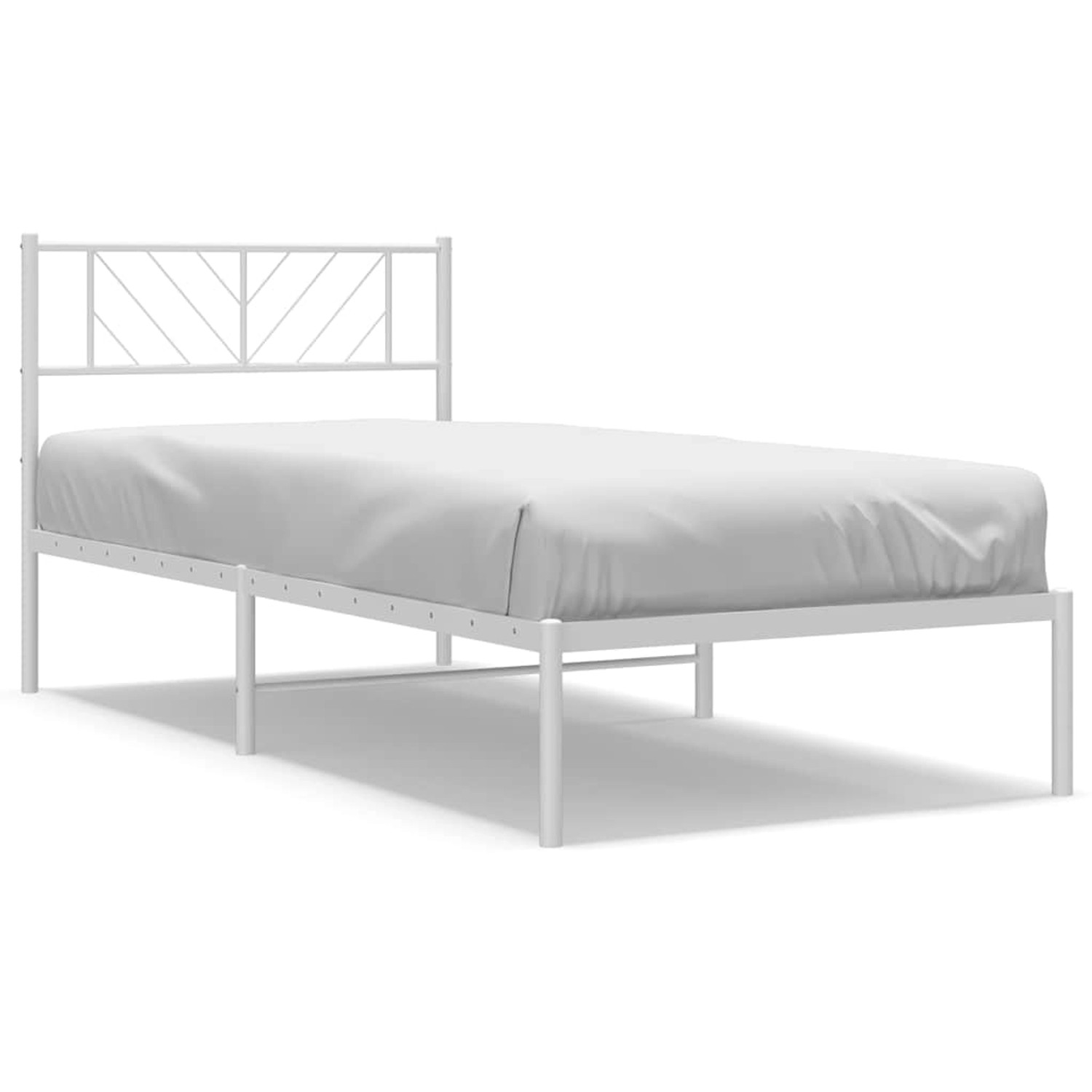 vidaXL Bettgestell mit Kopfteil Metall Weiß 100x200 cm 372223 günstig online kaufen