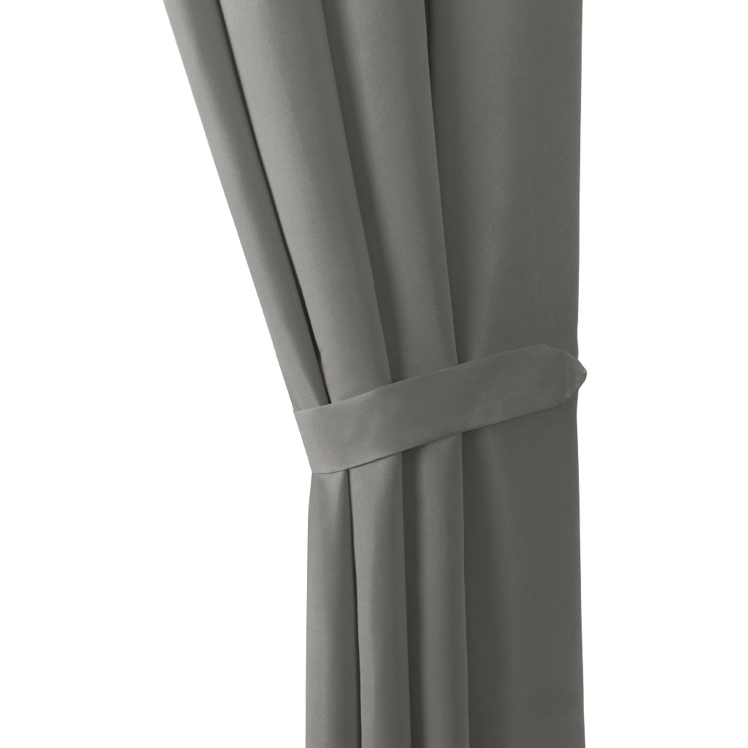 Bestlivings Dekoschal Ellen, 2er Set, anthrazit mit Schlaufe und Raffhalter, 140x145 cm.