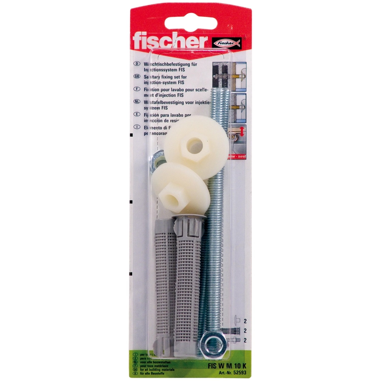 Fischer Injektions-Waschtischbefestigung FIS W M10 K (2 Stk.) für sicheren Halt.