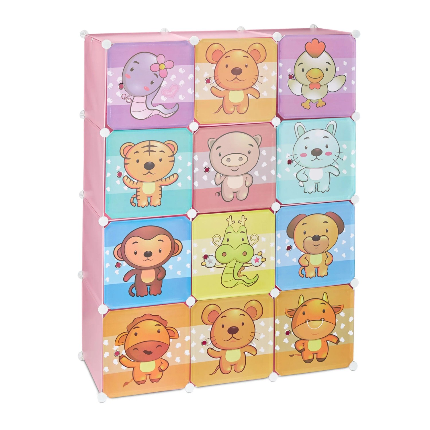 Relaxdays Steckregal Kinderzimmer Kunststoff Pink Stecksystem 145 cm x 110,5 cm x 46,5 cm