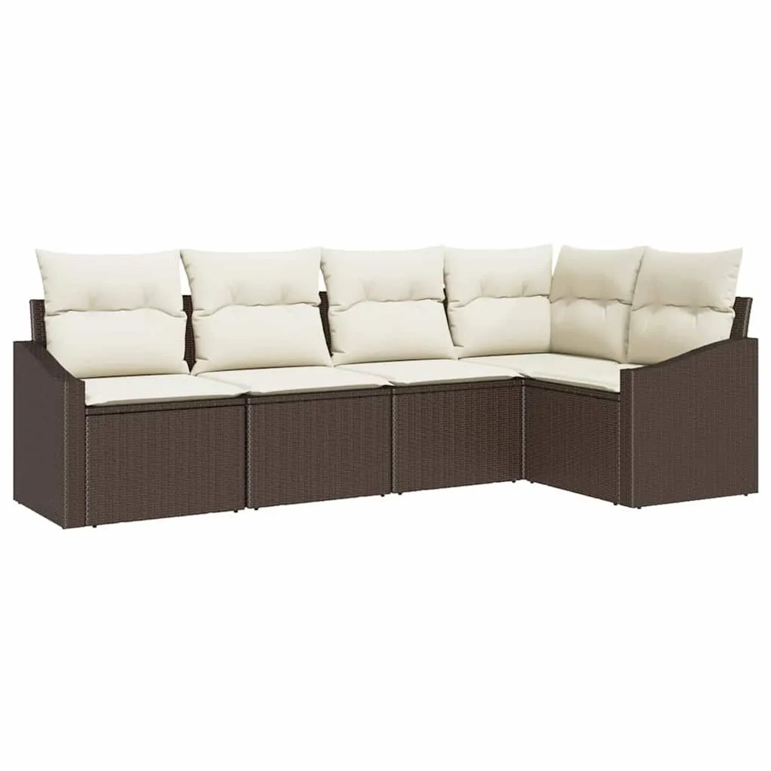 vidaXL Sofa Set mit Kissen 5-Tlg Braun und Creme Poly-Rattan 3355387 günstig online kaufen