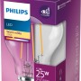 Philips LED-Lampe E27 in Glühlampenform, 2,2W, warmweiß, in lila Verpackung.