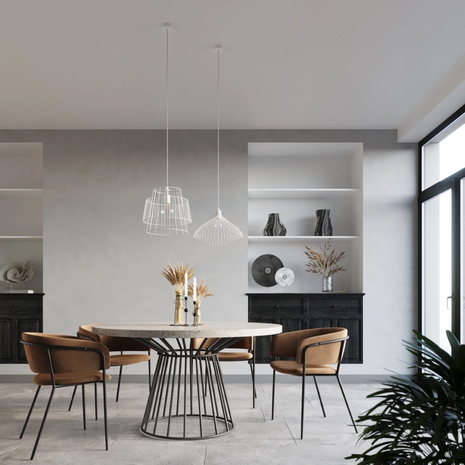 Weiße Sollux Lighting Hängeleuchte UMB aus Stahl, modernes Design für Wohnzimmer & Esszimmer.