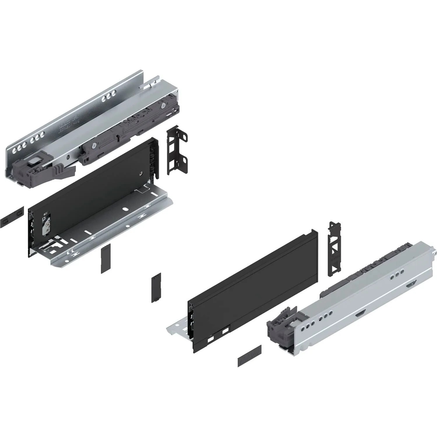 Blum Legrabox Pure Set Höhe N Tip-On Vollauszug 270 mm 40 kg Carbonschwarz 1 Paar