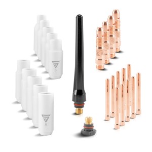 STAHLWERK Verschleißteile-Set WP-26 WIG mit Düsen, Hülsen und Kappen für Schweißarbeiten.