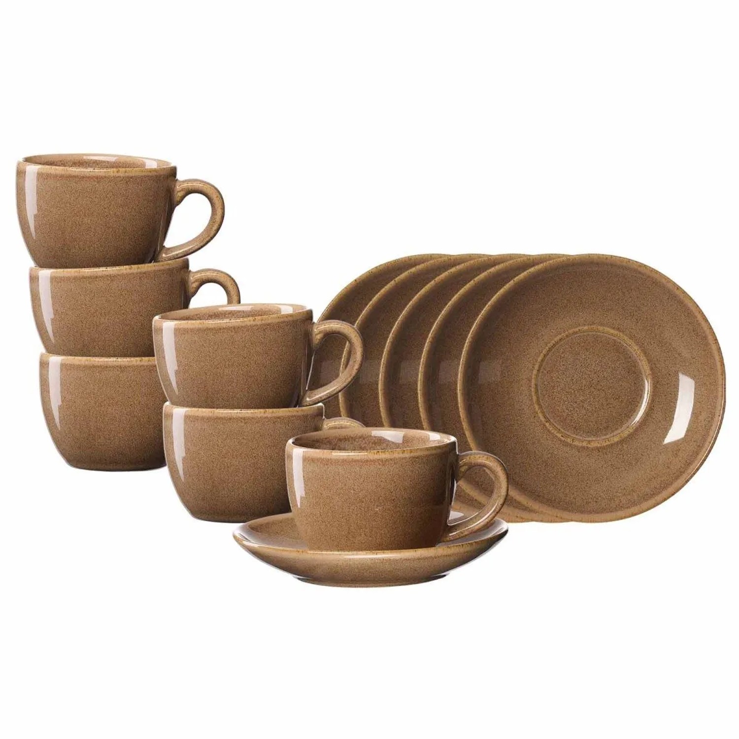 Ritzenhoff & Breker Sahara Kaffeetasse mit Untertasse 6er Set Hellbraun