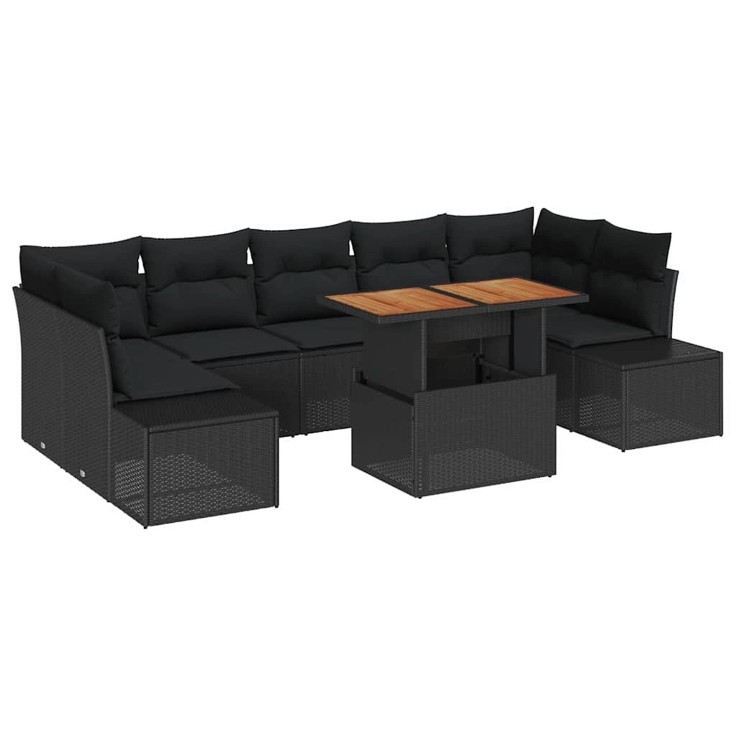 vidaXL 8-Tlg Garten-Sofagarnitur mit Kissen Schwarz Poly Rattan 3358669 günstig online kaufen