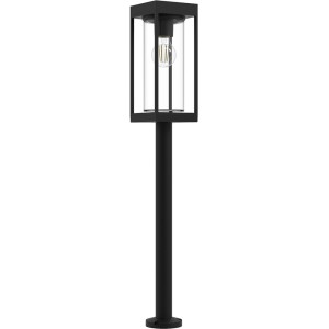 Moderne, schwarze Lutec LED Solar Wegeleuchte Flair mit klarem Zylinder und E27 Leuchtmittel.