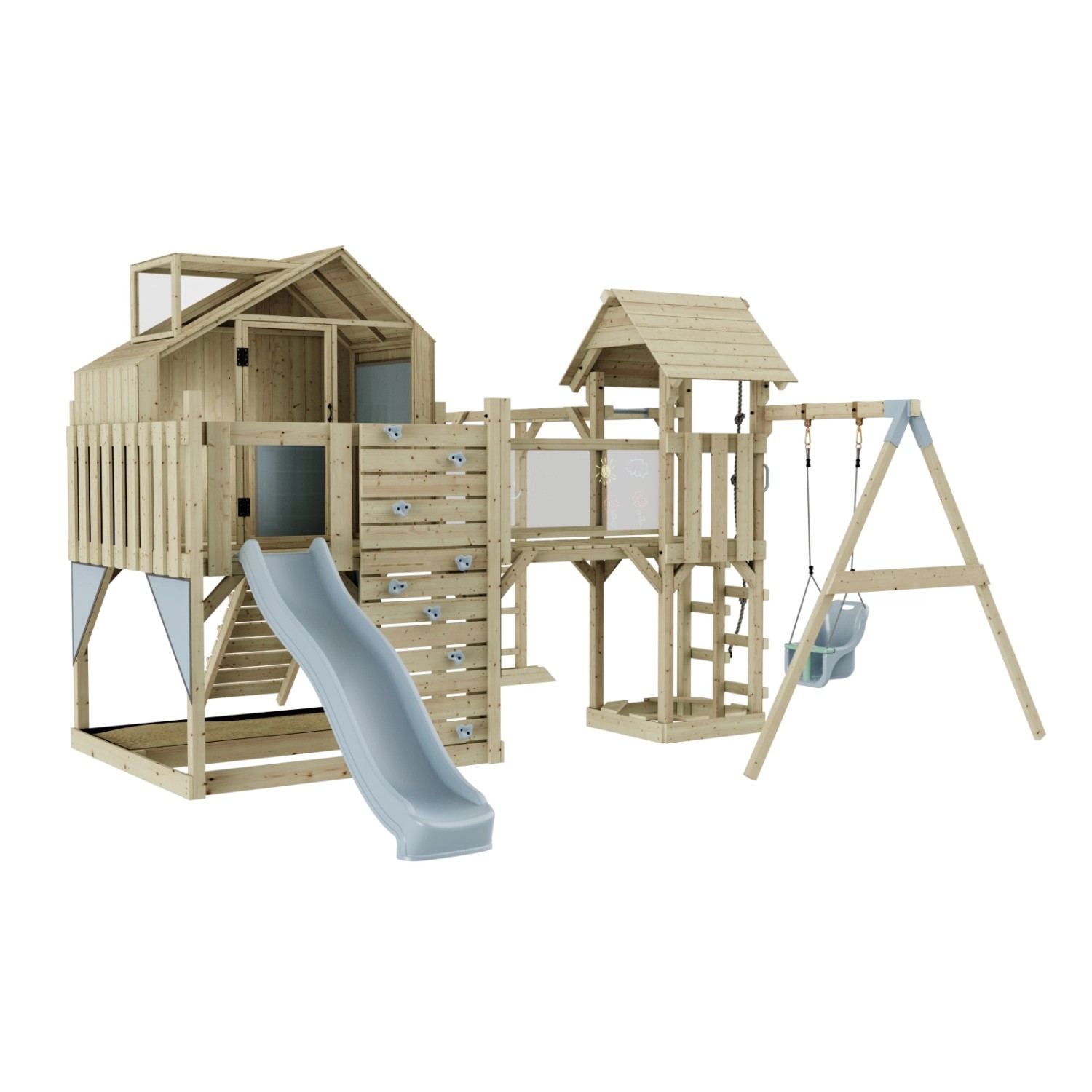 OutdoorToys Spielturm Mille mit Babyschaukel Eisblau günstig online kaufen
