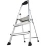 Krause Stehleiter Safety Plusline mit 3 Stufen, extra hoher Sicherheitsbügel und Alu-Sicherheitsplattform.