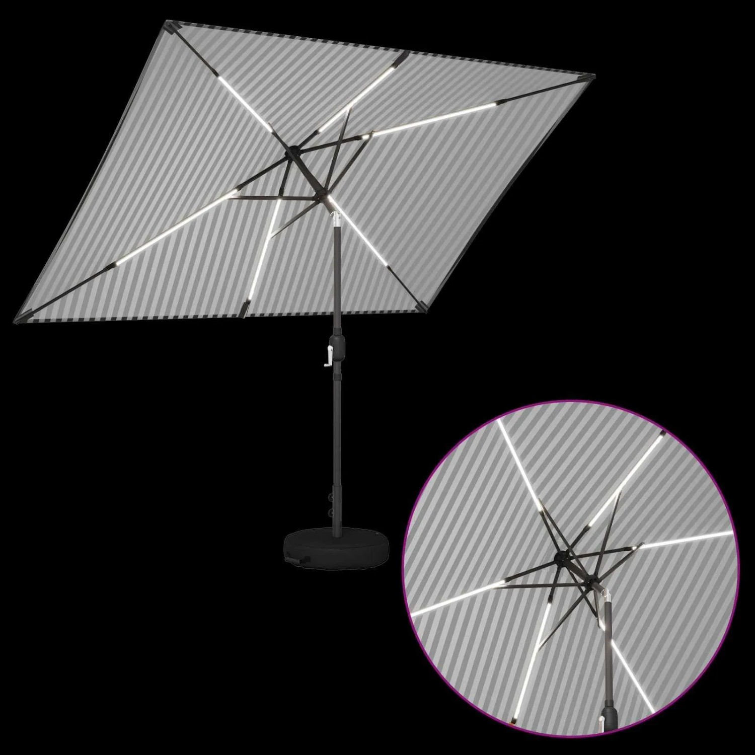 vidaXL Gartenparasol mit LED-Lichtern und Sockel 200 x 300 cm 42036247